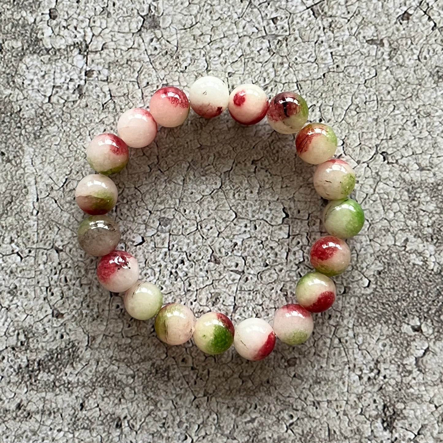 Håndlavet krystal armbånd med vandmelon turmalin perler.