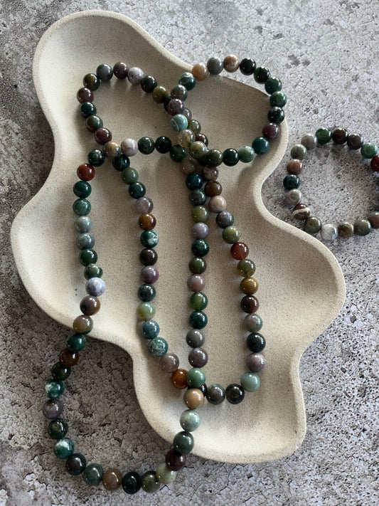 Håndlavet krystal halskæde med indisk agat perler.