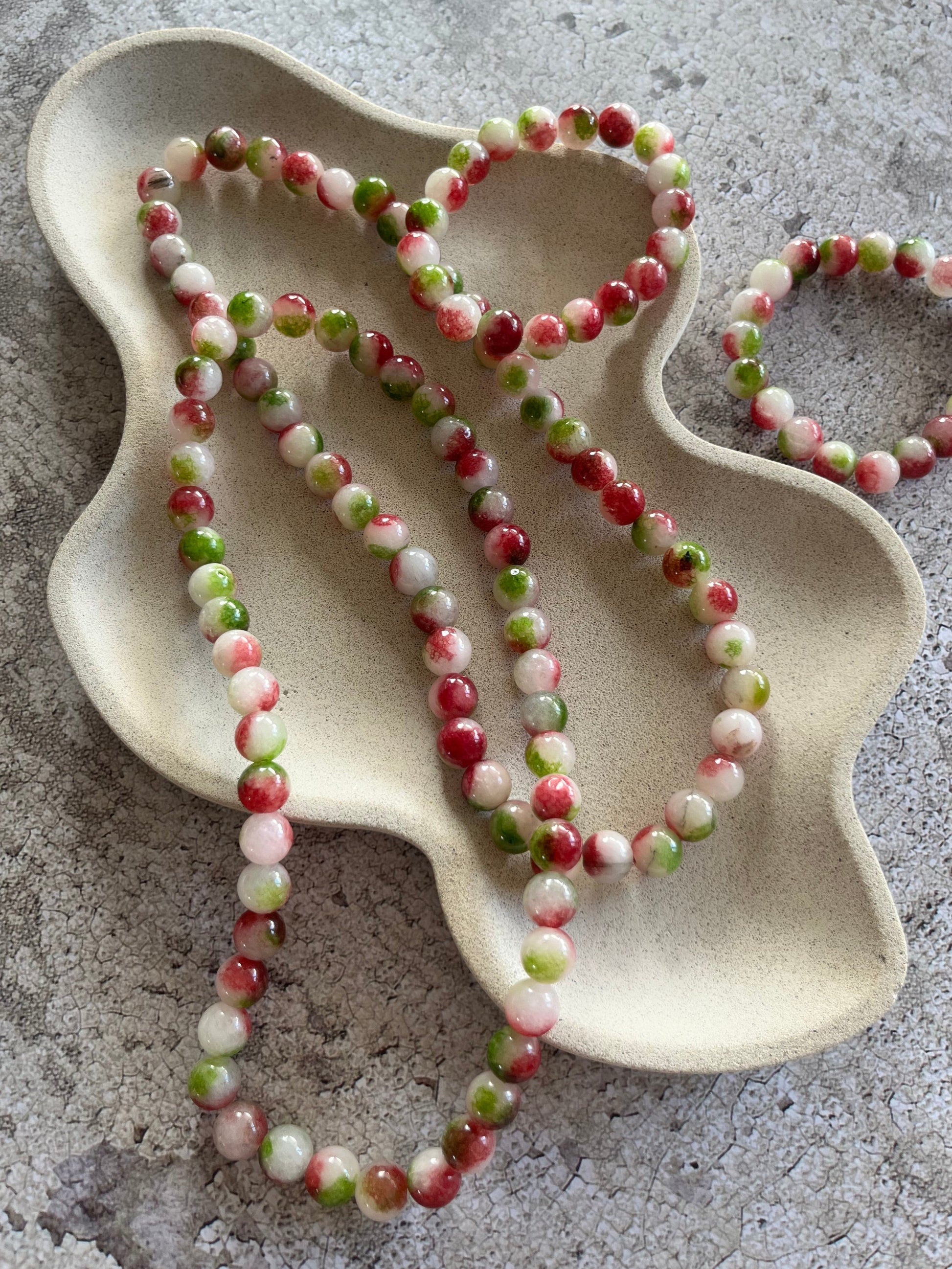 Håndlavet krystal halskæde med vandmelon turmalin perler.