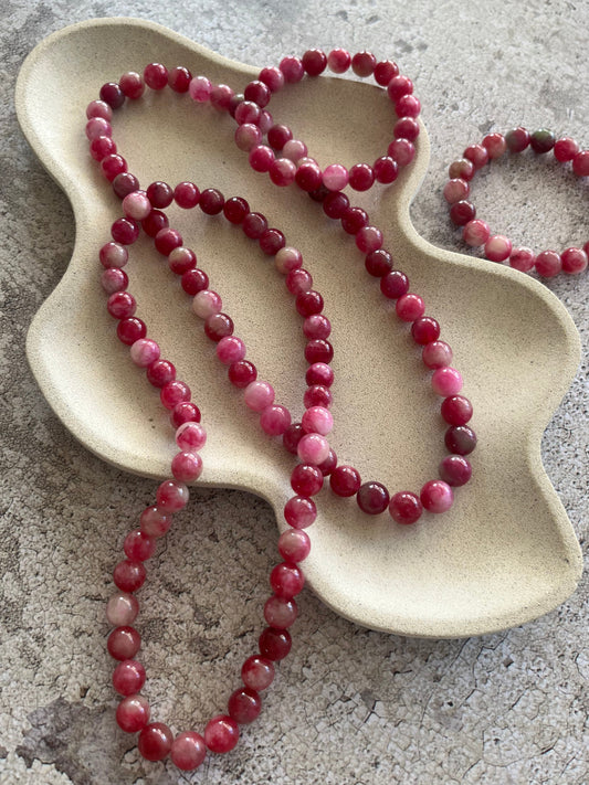 Håndlavet krystal halskæde med vandmelon turmalin perler.