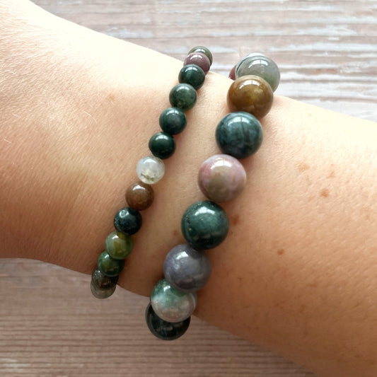 Håndlavet krystal armbånd med indisk agat perler.