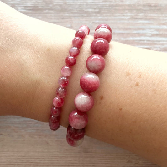 Håndlavet krystal armbånd med vandmelon turmalin perler.