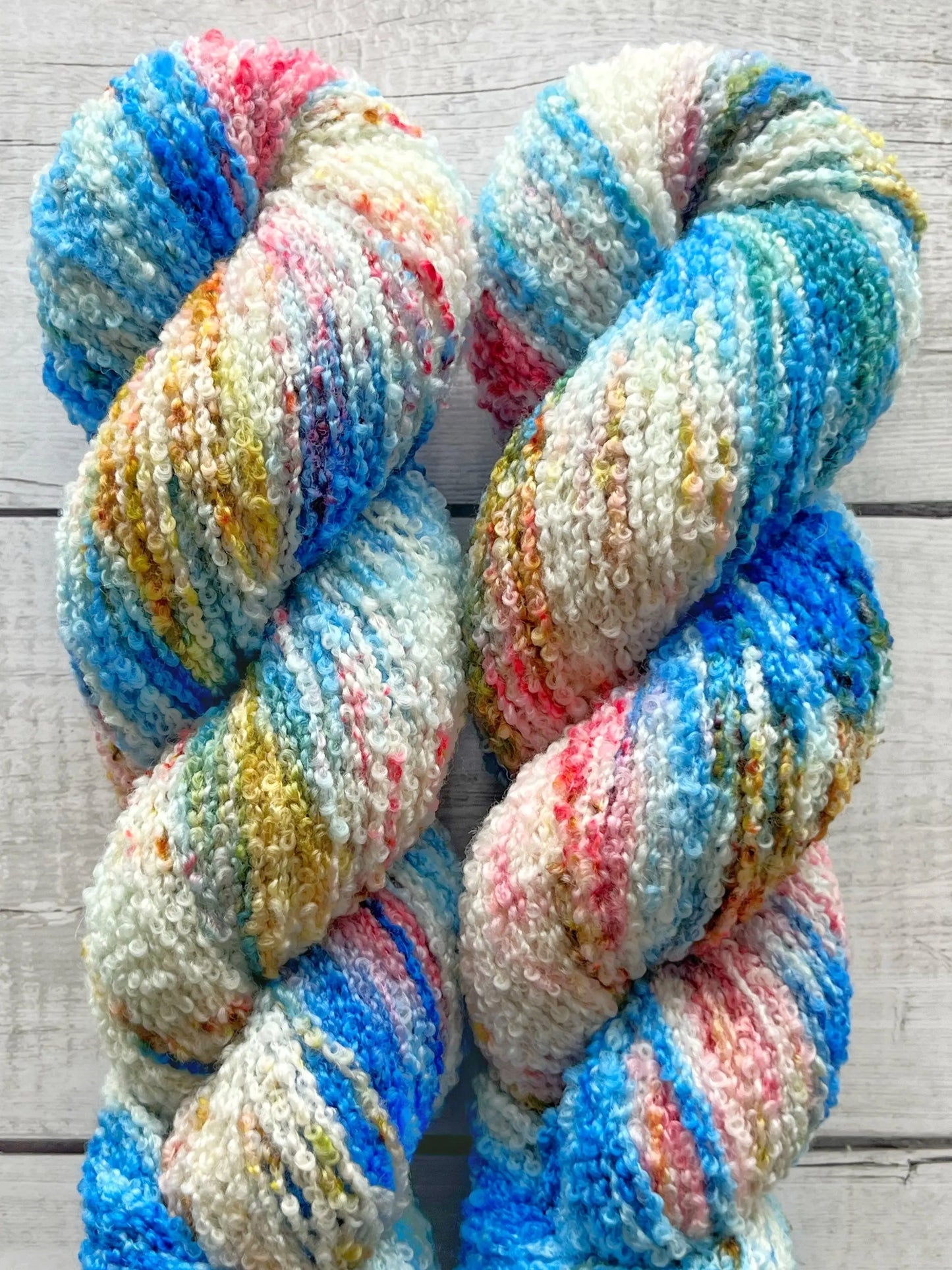 Merino Bouclé, Blue Splash M-L Sjøgren Håndfarvet Garn