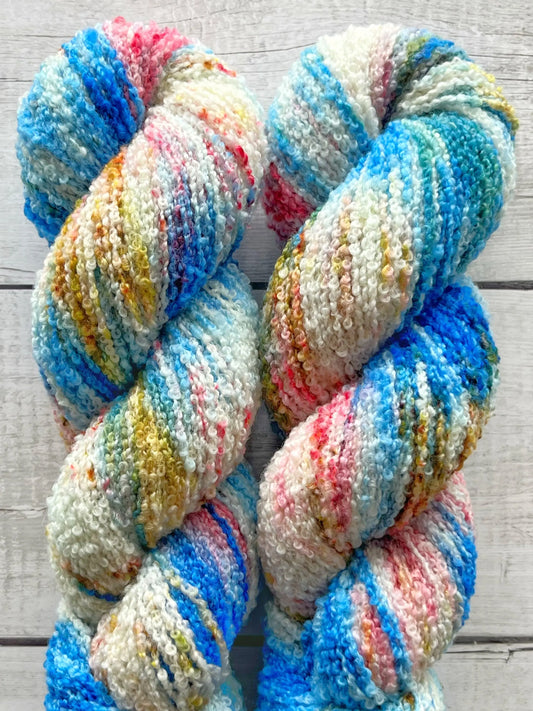 Merino Bouclé, Blue Splash M-L Sjøgren Håndfarvet Garn