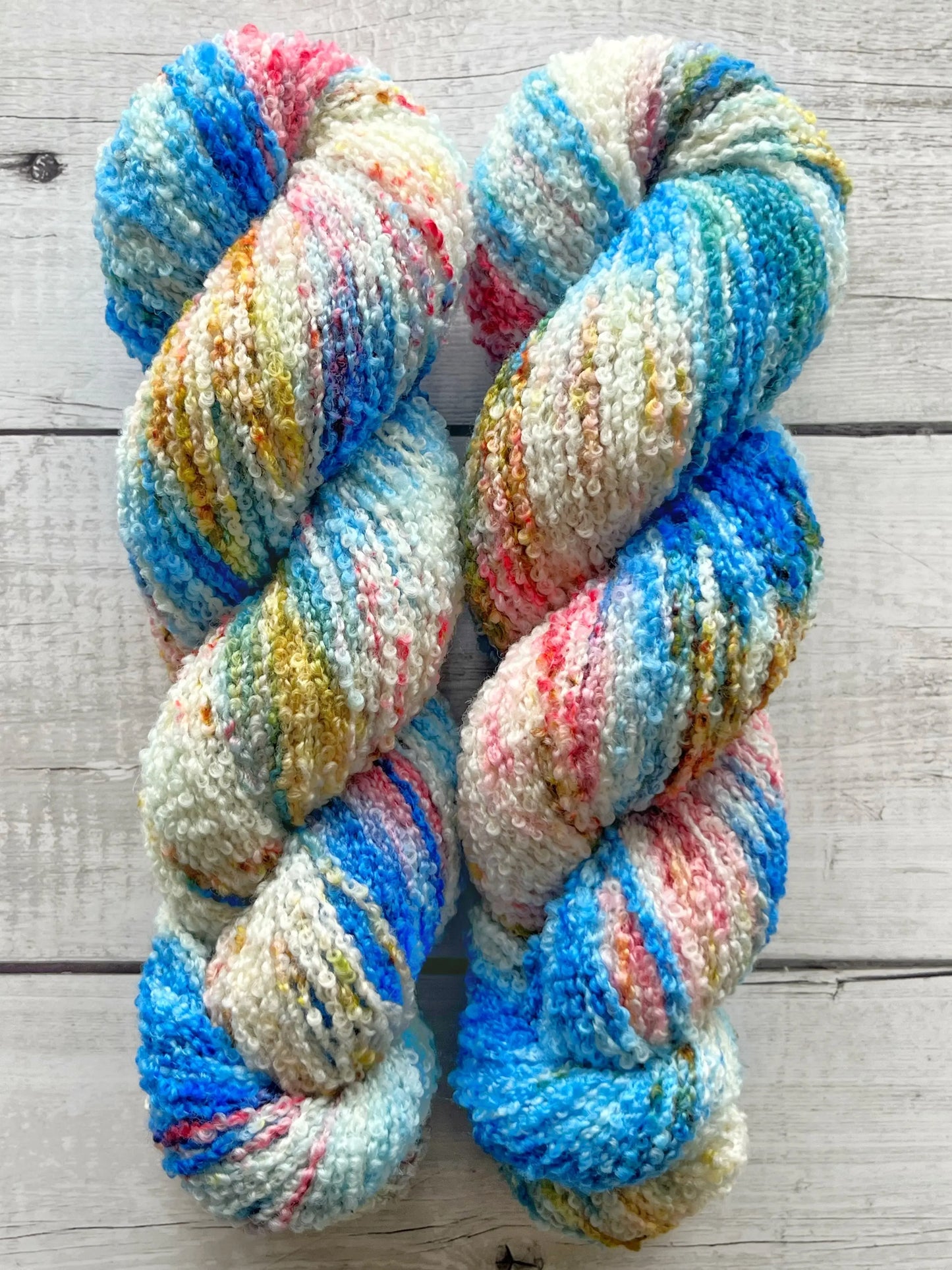 Merino Bouclé, Blue Splash M-L Sjøgren Håndfarvet Garn