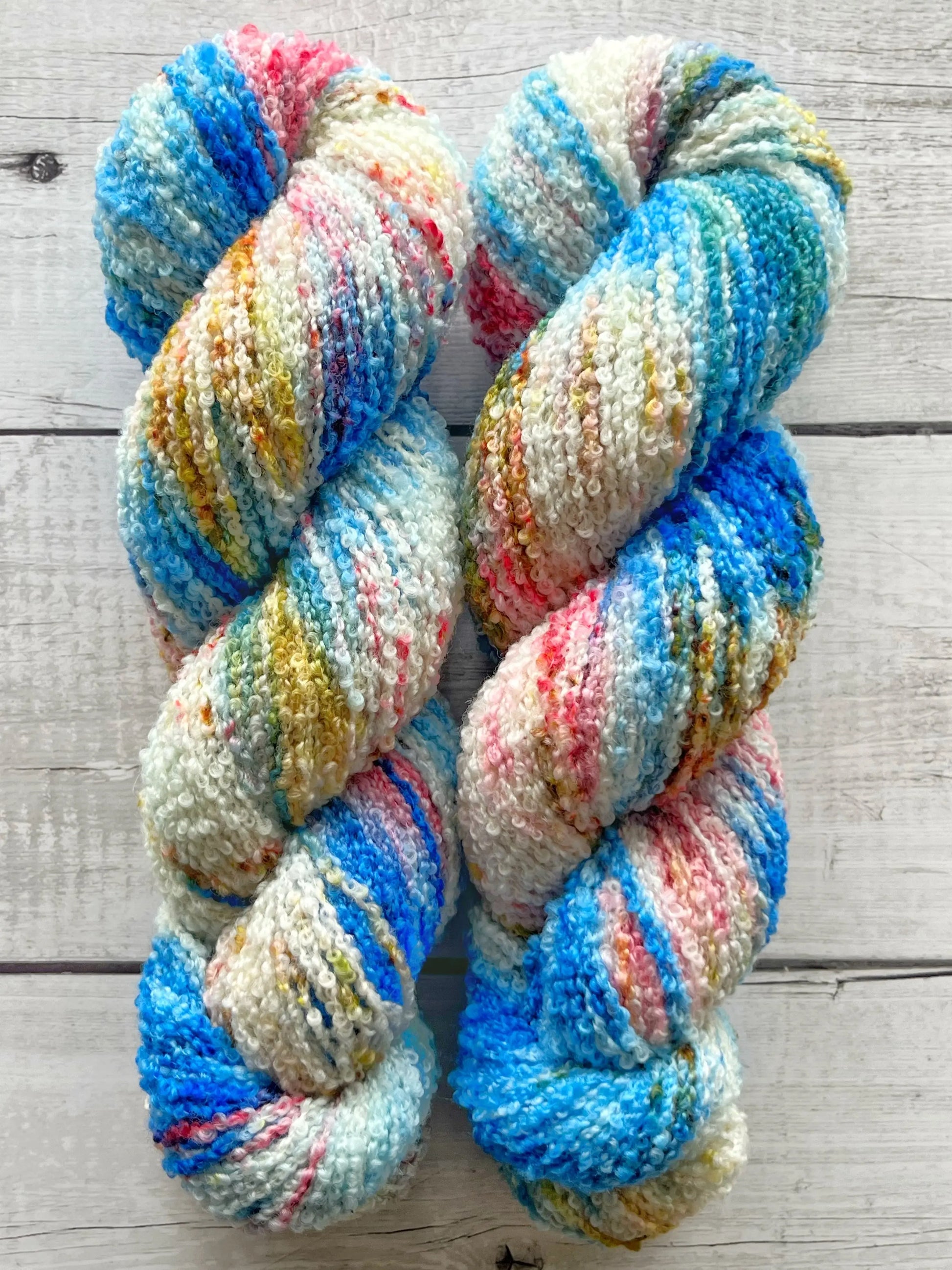 Merino Bouclé, Blue Splash M-L Sjøgren Håndfarvet Garn
