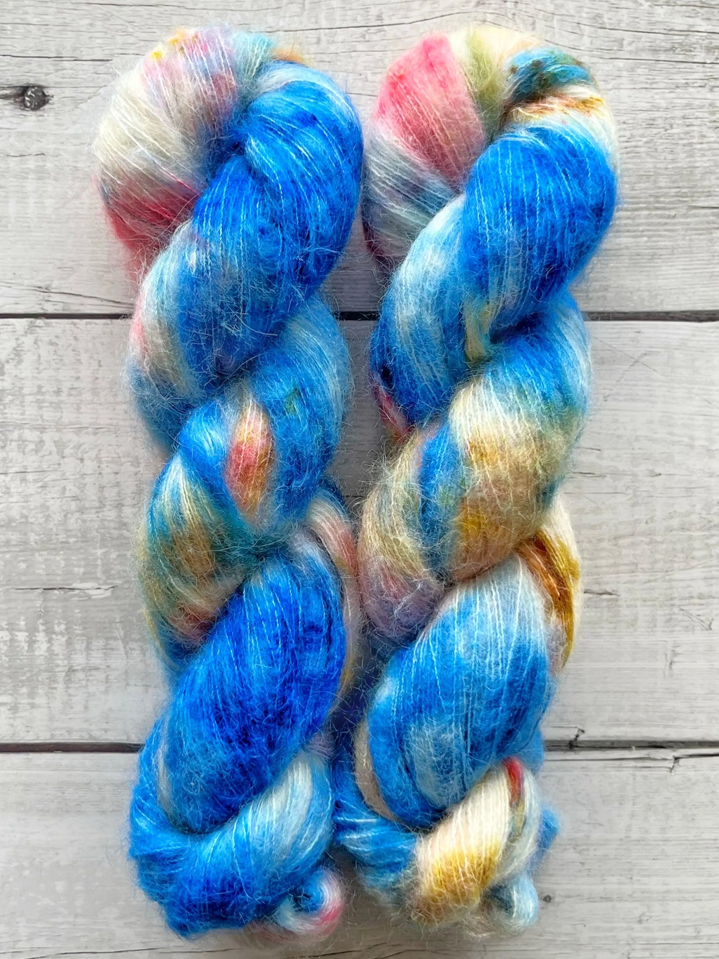 Suri Alpaca Silk, Blue Splash M-L Sjøgren Håndfarvet Garn