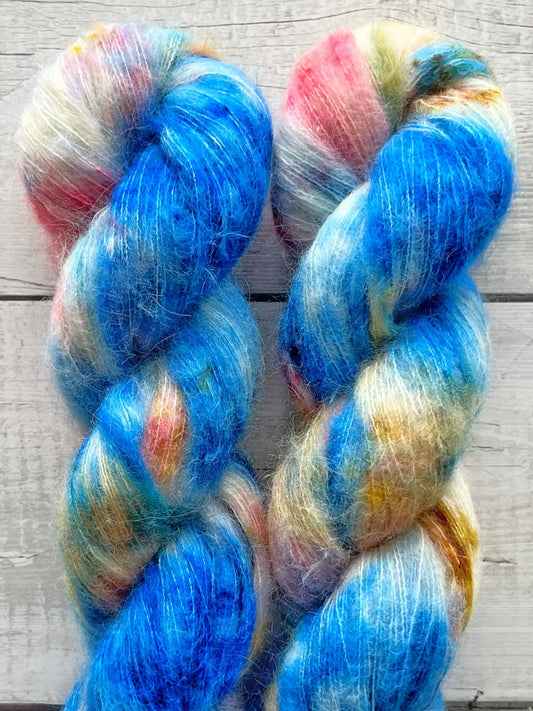 Suri Alpaca Silk, Blue Splash M-L Sjøgren Håndfarvet Garn