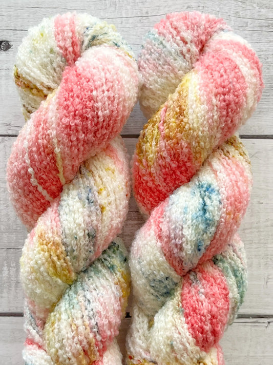 Merino Bouclé, Flamingo Lagoon M-L Sjøgren Håndfarvet Garn