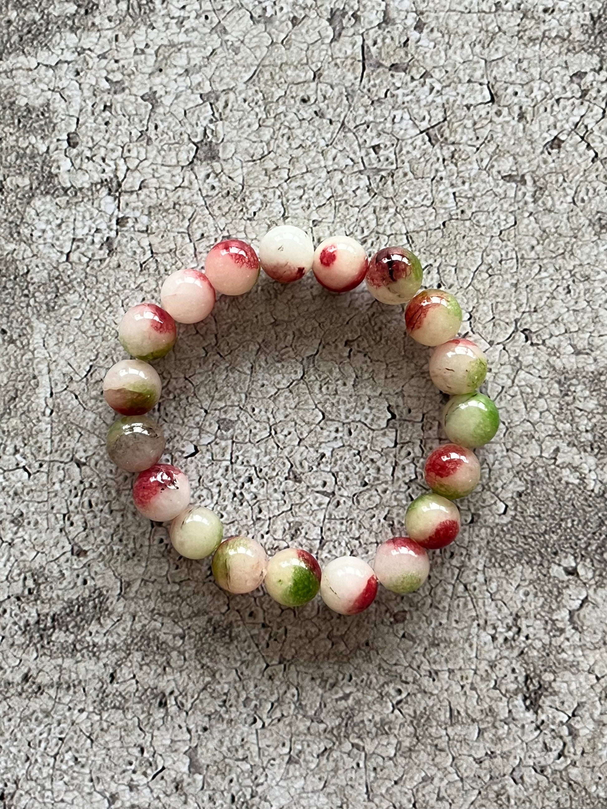 Håndlavet krystal armbånd med vandmelon turmalin perler.