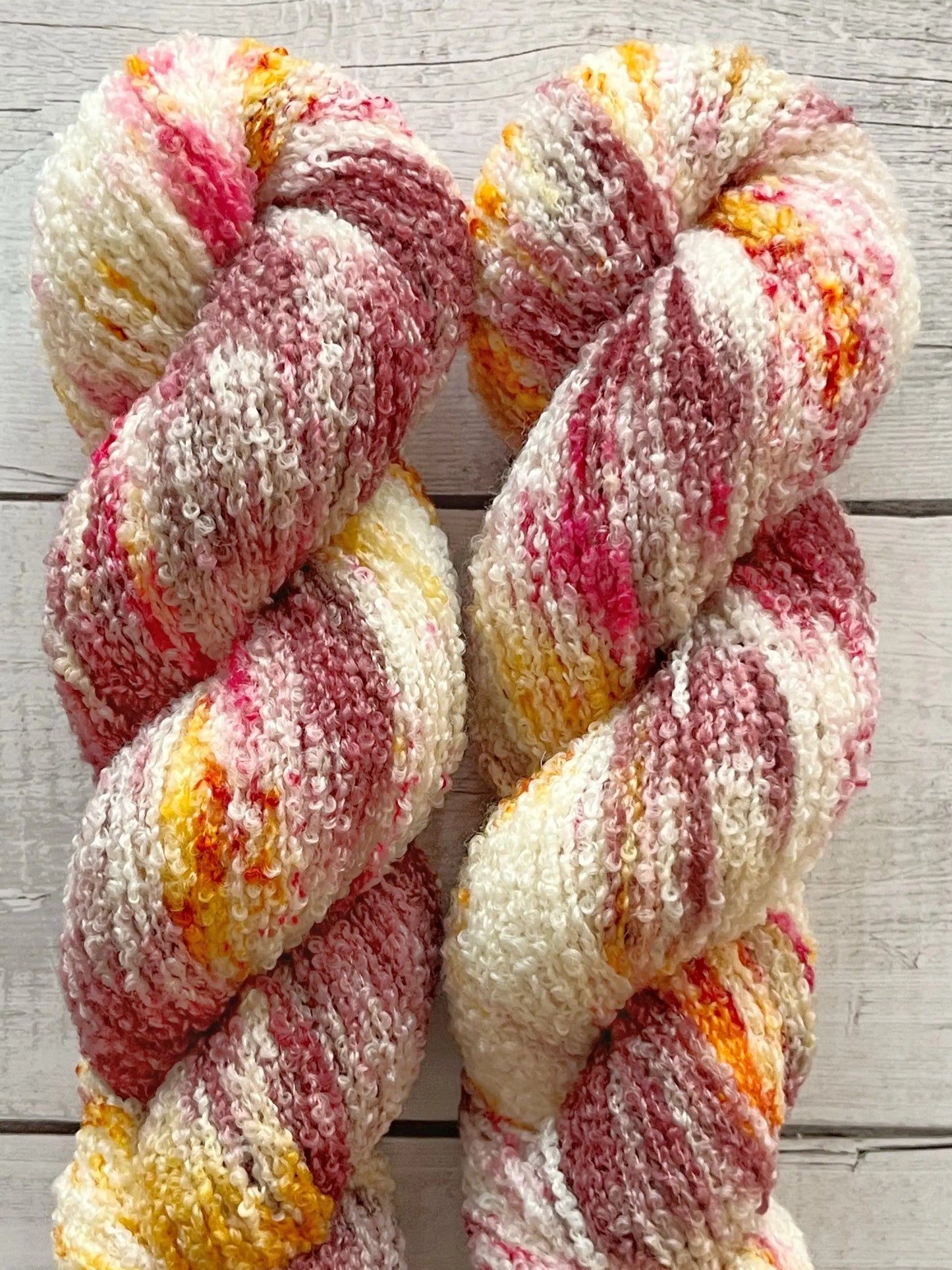 Merino Bouclé, Pink Sunset M-L Sjøgren Håndfarvet Garn