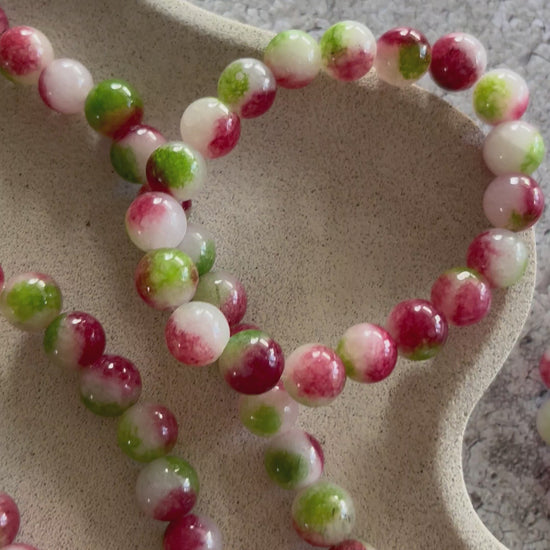 Håndlavet krystal armbånd med vandmelon turmalin perler.